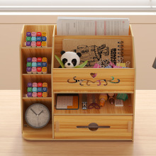 儿童学生木质笔筒收纳盒北欧创意分格笔架办公室桌面收纳架抽屉式
