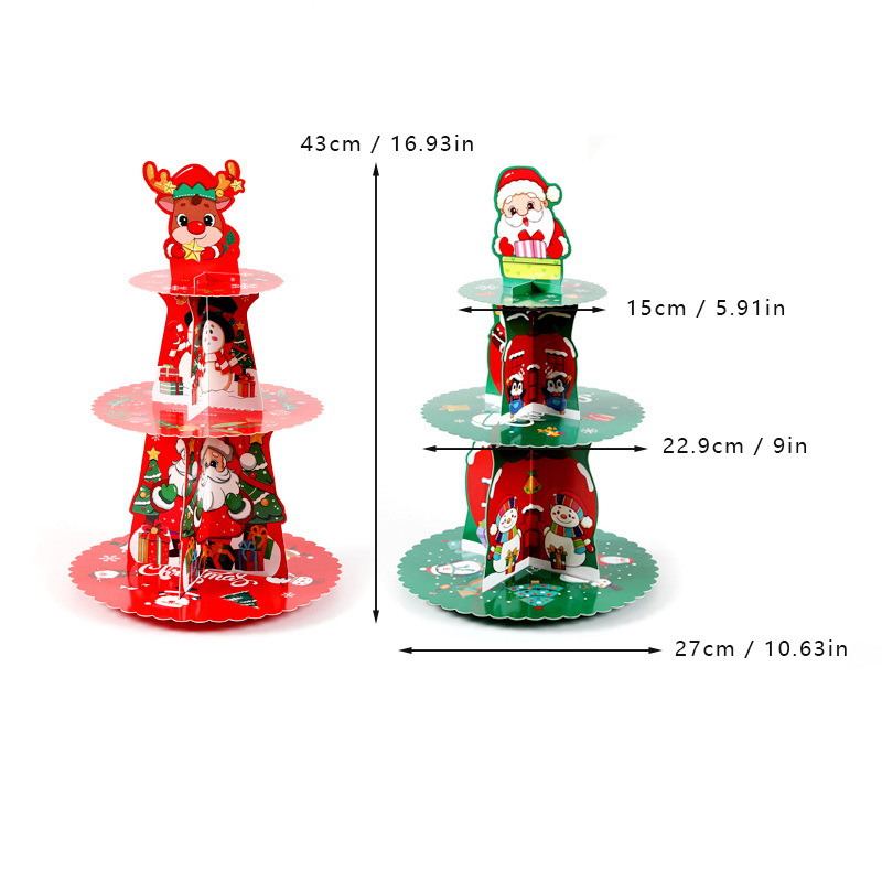 Decoraciones de Navidad Decoraciones de postres Fiesta festiva PART Tapas Exposición de pasteles de papel multicapa