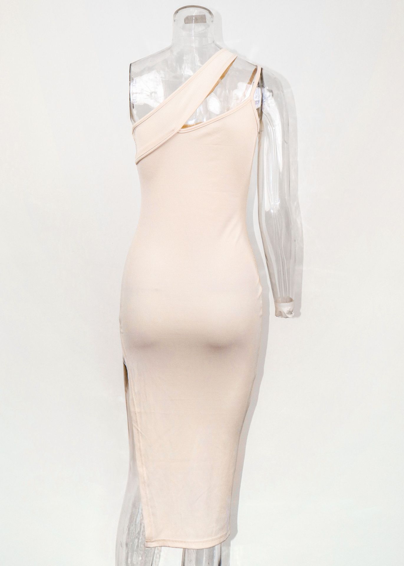 Women's Sexy Slit Dress Halter Top Off Shoulder Irregular Slim Fit Flattering European American Style_ecoleips.com
