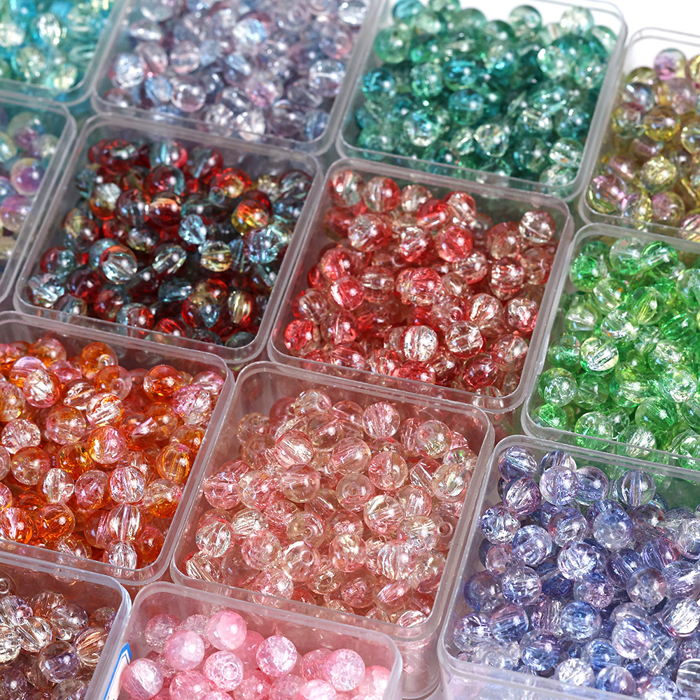 冰裂琉璃珠10mm三色爆裂珠子 diy手工串珠材料手链项链配件散珠