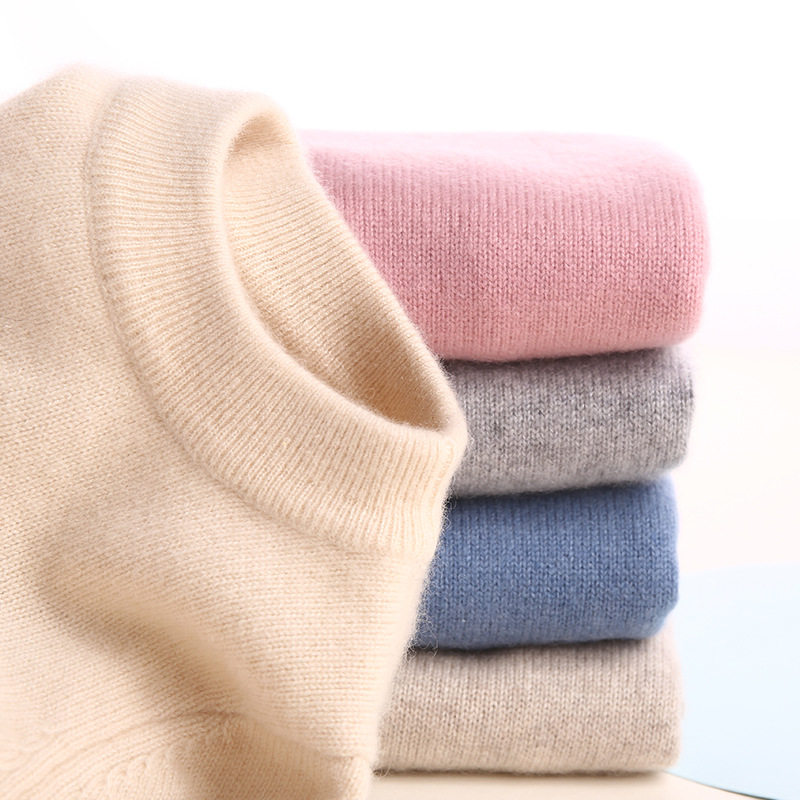 Shuyangyang Dropshipping Hongye Yantai Kidsren's 100% Pure Cashmere Baby Pure Color Round Neck Double-Strand Thickeneded Sweater