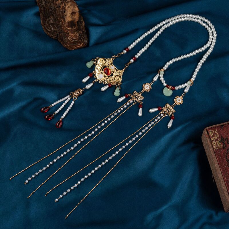 Antique Han Suit Wreaths Long Tassel Ping An Fu Soft Wreaths Han Suit Song-made Ming-made Necklace Cheongsam Accessories Portrait Ancient