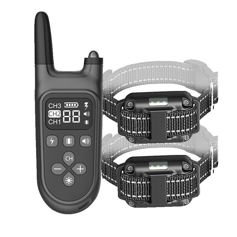 Amazon Hot Remote Control Dog Trainer Waterproof Rechargeable Mixed Vibration Shock Mode Dog Collar Bark Stop
