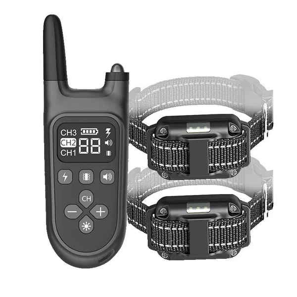 Amazon Hot Remote Control Dog Trainer Waterproof Rechargeable Mixed Vibration Shock Mode Dog Collar Bark Stop
