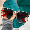 Square metal fashionable trend sunglasses flower-shaped, 2023 collection, gradient, European style