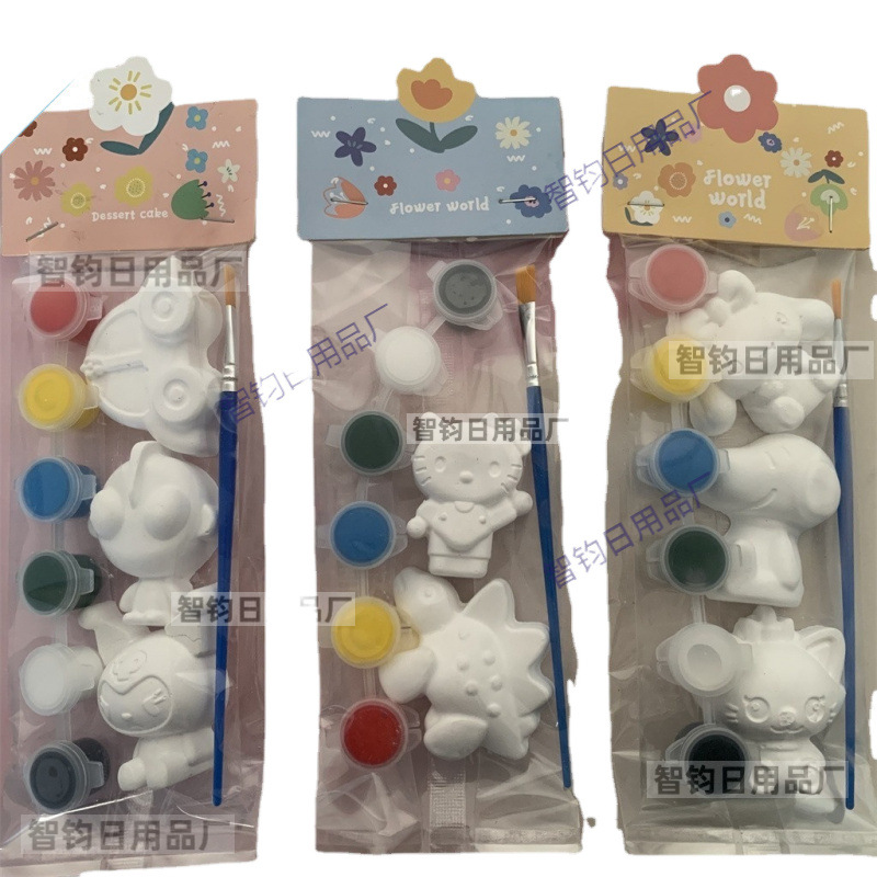 Gypsum Doll with Colorful Paint Sponge Snow Park Famous Painting Set…