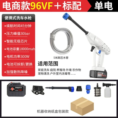 High pressure car wash water gun, High-Pressure Water Gun with Hose - high-pressure-water-gun-white-15-electric-96vh-e-commerce-packaging