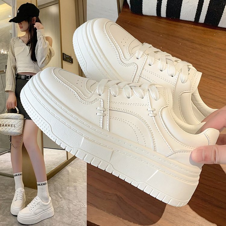 Platform Small White Shoes Women's Spring 2025 New All-match Leather Women's Shoes White Height-increasing Sports Casual Sneakers