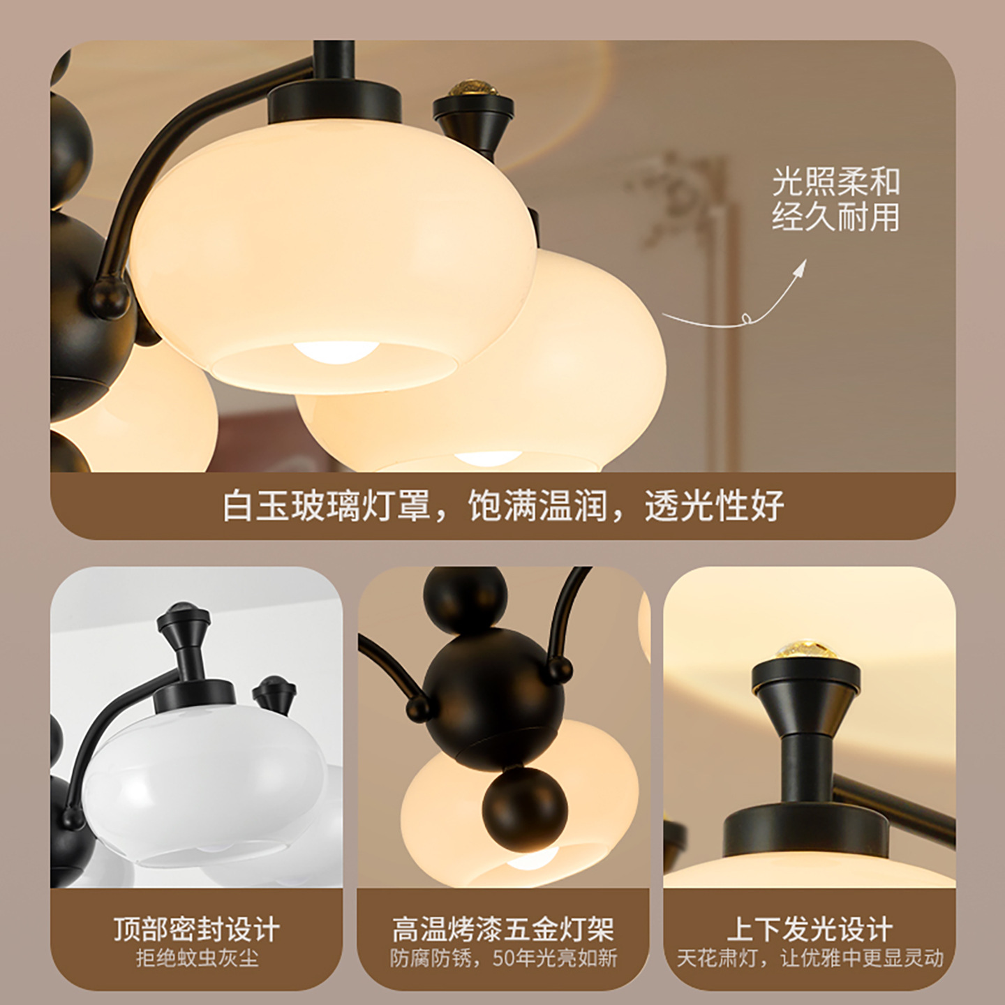Nuevo estilo chino dormitorio candelabro retro americano minimalista creativo led lujoso lujoso alto sentido caqui libro lámpara de habitación L535