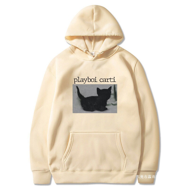 Playboi Carti Oversized Hip Hop Hoodie Cute Cat Print Hoodie Harajuku Sweatshirts Normal