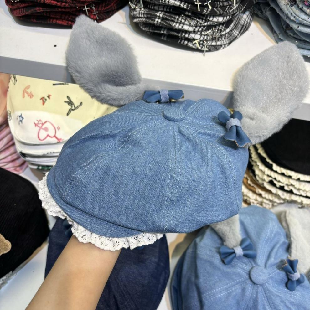 Cowboy Beret Forward Women's Lace Face Revealing Painter's Big Head Octagonal Hat Versatile New Style_voghion.com