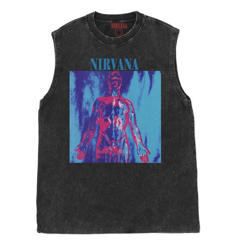 Nirvana Nirvana Rock American Retro Oversize Washed Batik Vest Sleeveless T-Shirt