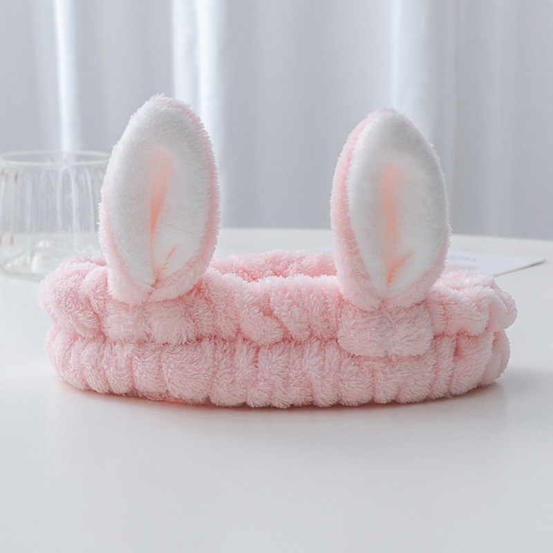 Nueva celebridad de Internet Corea del Sur cara máscara maquillaje lindo orejas conejo felpa banda pelo borde ancho