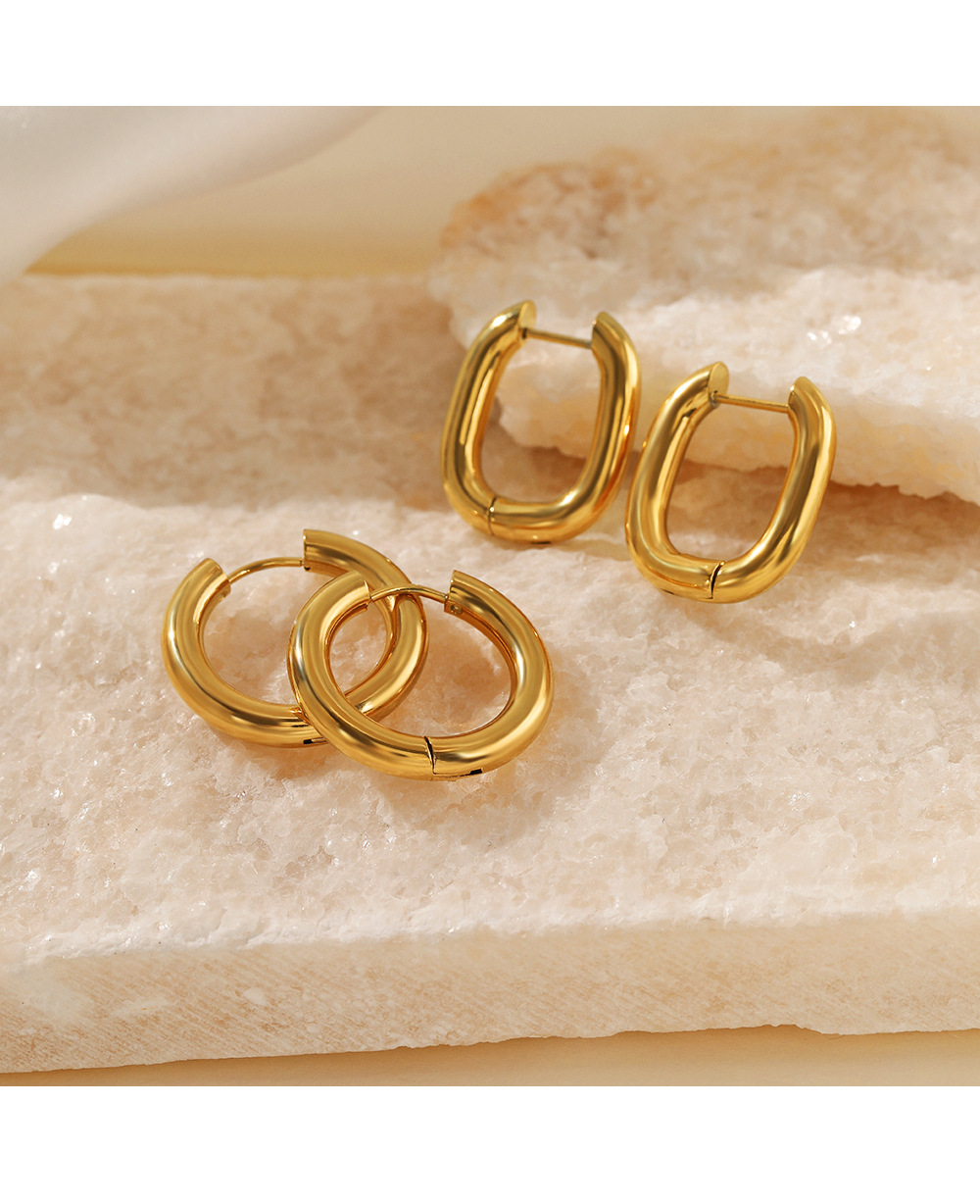 Simple Style Circle Stainless Steel Plating Hoop Earrings 1 Pair