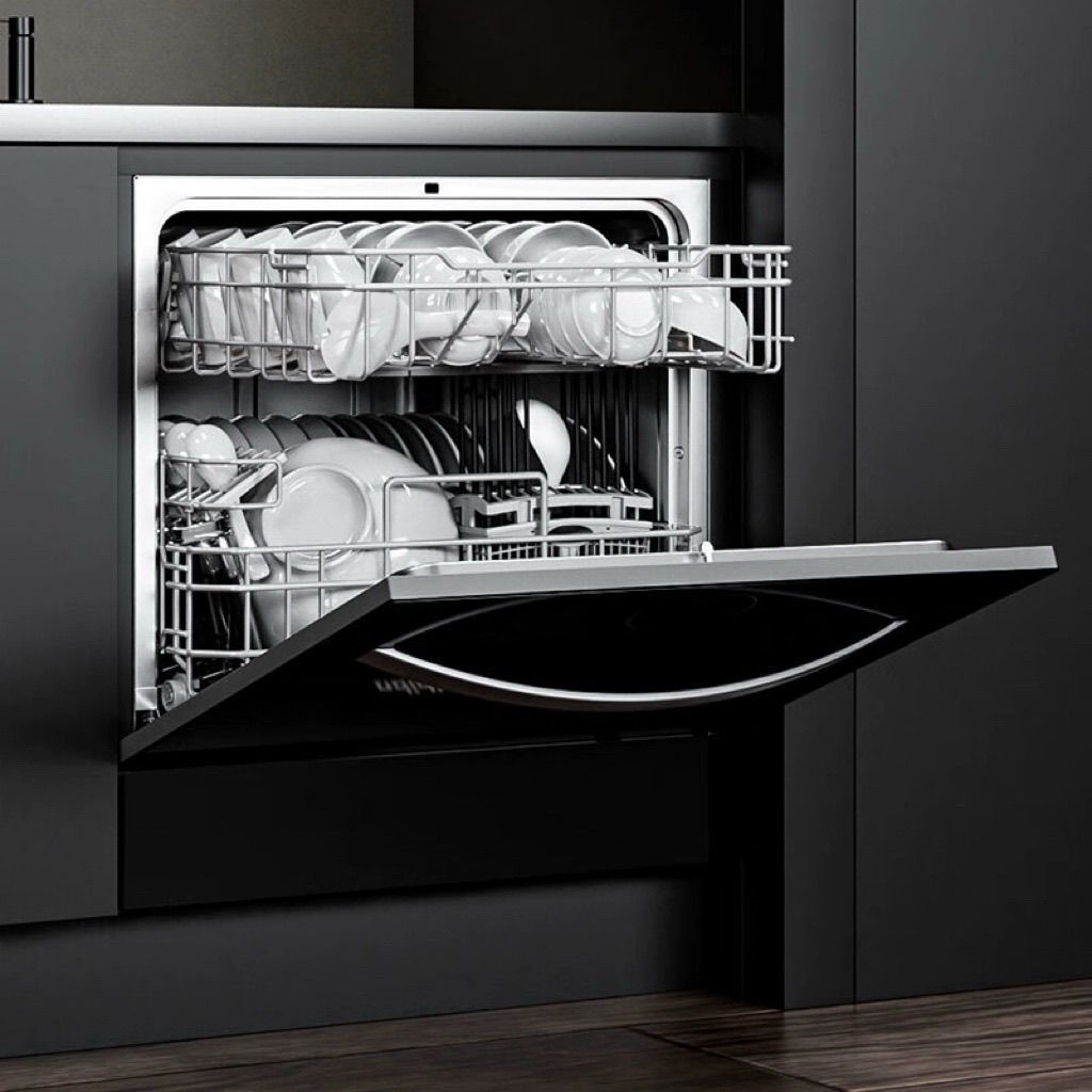 8 Sets of Embedded Desktop Dishwashers with First-Class Water Efficiency, Fully Automatic Small Household Disinfection, Sterilization, Washing, Storage and Drying All in One