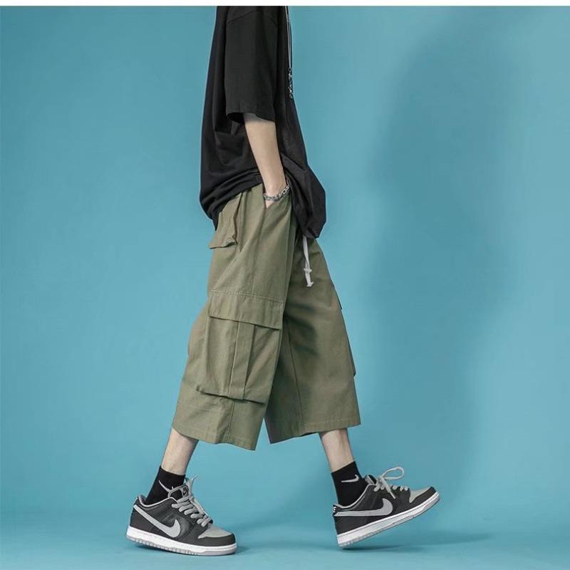 Men's Cropped Trousers Overalls Summer Thin Outer Shorts Trendyy Wide-Leg Trousers Casual Loose Trendyy Brand Cropped Trousers