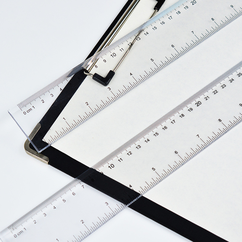 A 100cm plastic ruler, a 120cm ruler, a 1-meter ruler, and a drawing instrument ruler