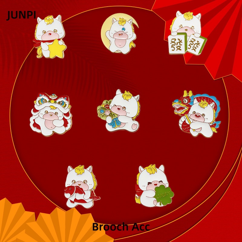 Año del Caballo broche de mujer adorable insignia japonesa de Año Nuevo dibujos animados pin decoración creativa cierre pin accesorios mochila