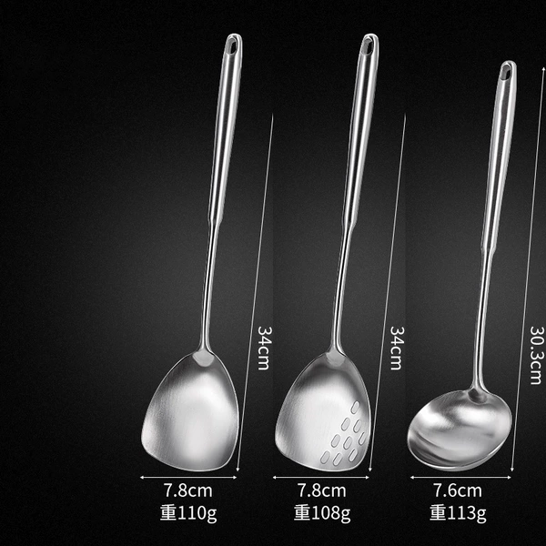 304 steel mini spatula + hollow spatula + soup spoon