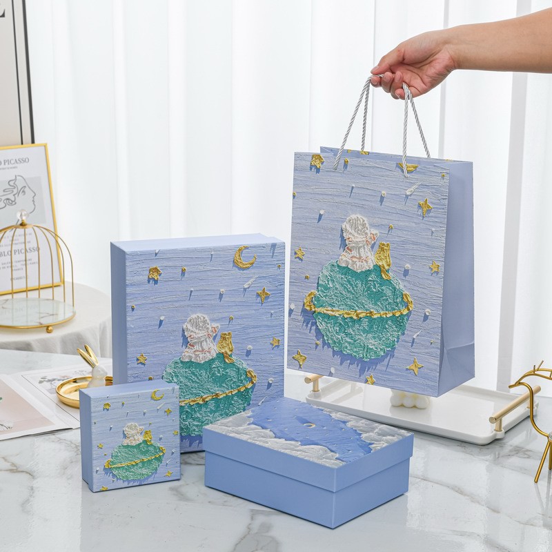 high-grade oil painting gift box exquisite birthday gift box hand gift box box student gift packing box in stock