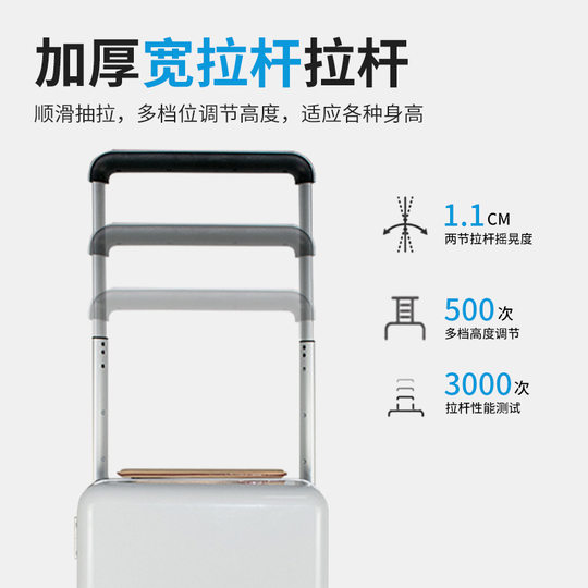 Convenient Wide Trolley Case Simple Blue 20-inch Business Boarding Travel Luggage Men's and Women's Universal Wheel Suitcase