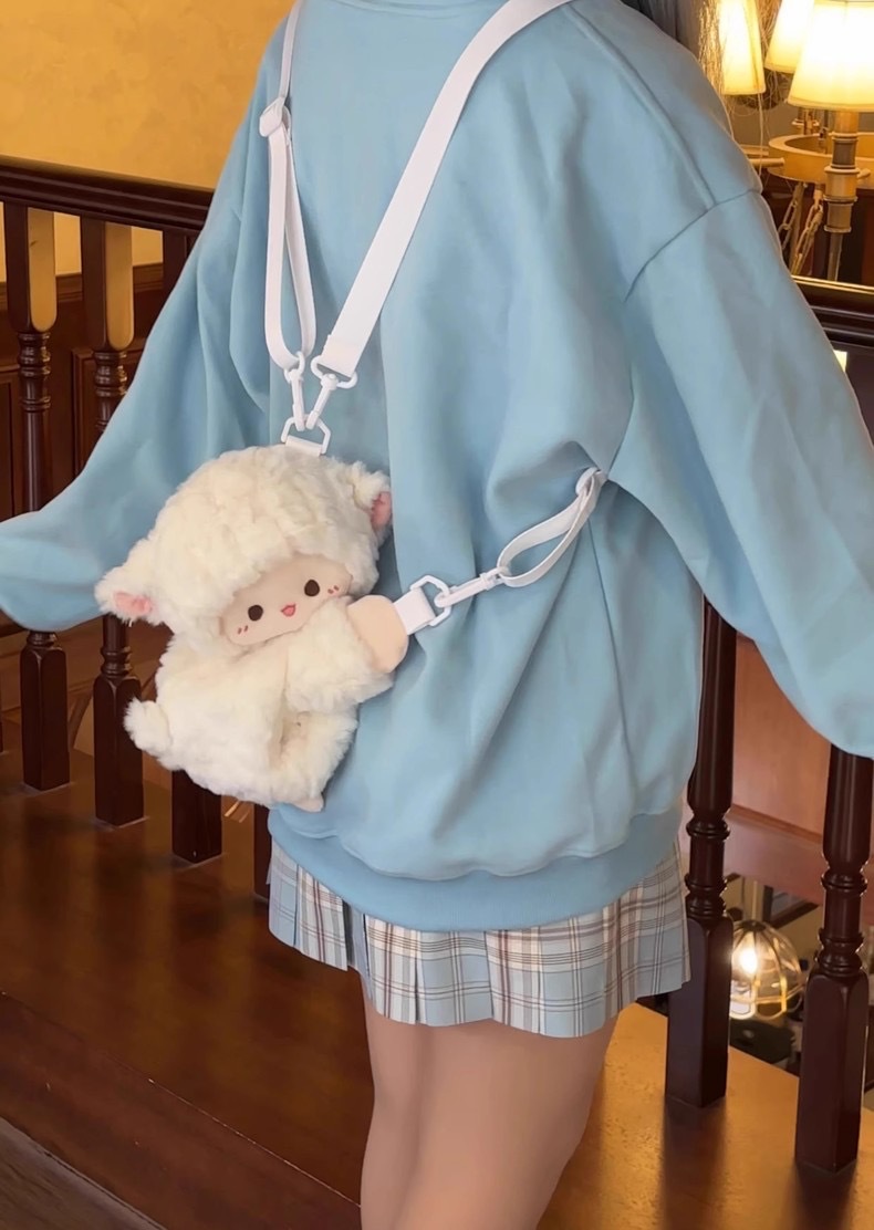 612g Weight Nylon Lining Material Zipper Closure Type Double Shoulder Straps Strap Type Casual, Shopping Occasion Plush Material Women's Backpack Backpack little bear, Dog, Sheep Pattern All Seasons Season Women's Gender Cute Style Cylindrical Shape Little Bear Dog Sheep Casual Shopping Women's Backpack 2