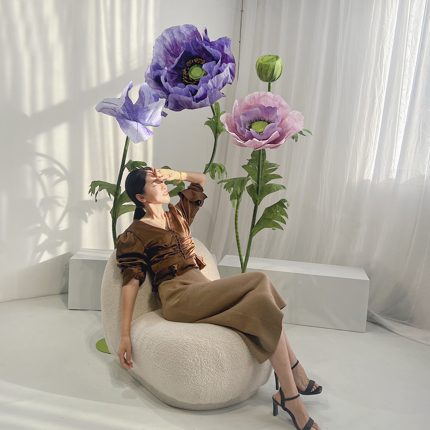 百界婚慶婚禮巨大型紙藝花手工商場店鋪櫥窗布置裝飾擺件虞美人