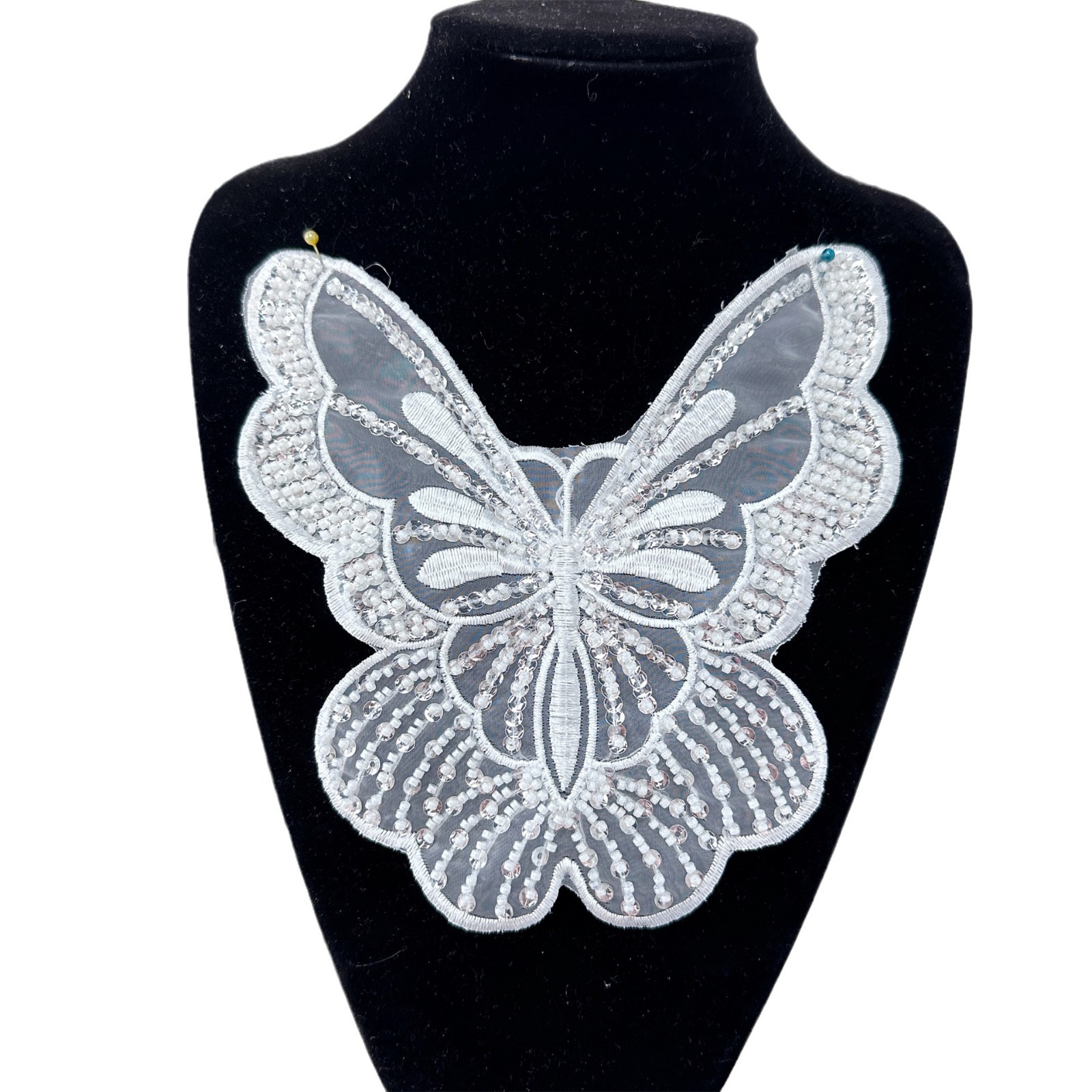 Nuevo bordado con cuentas de encaje mariposa grande pegatinas de tela DIY vestido de novia falda parche pegatinas calcomanías Accesorios image 5
