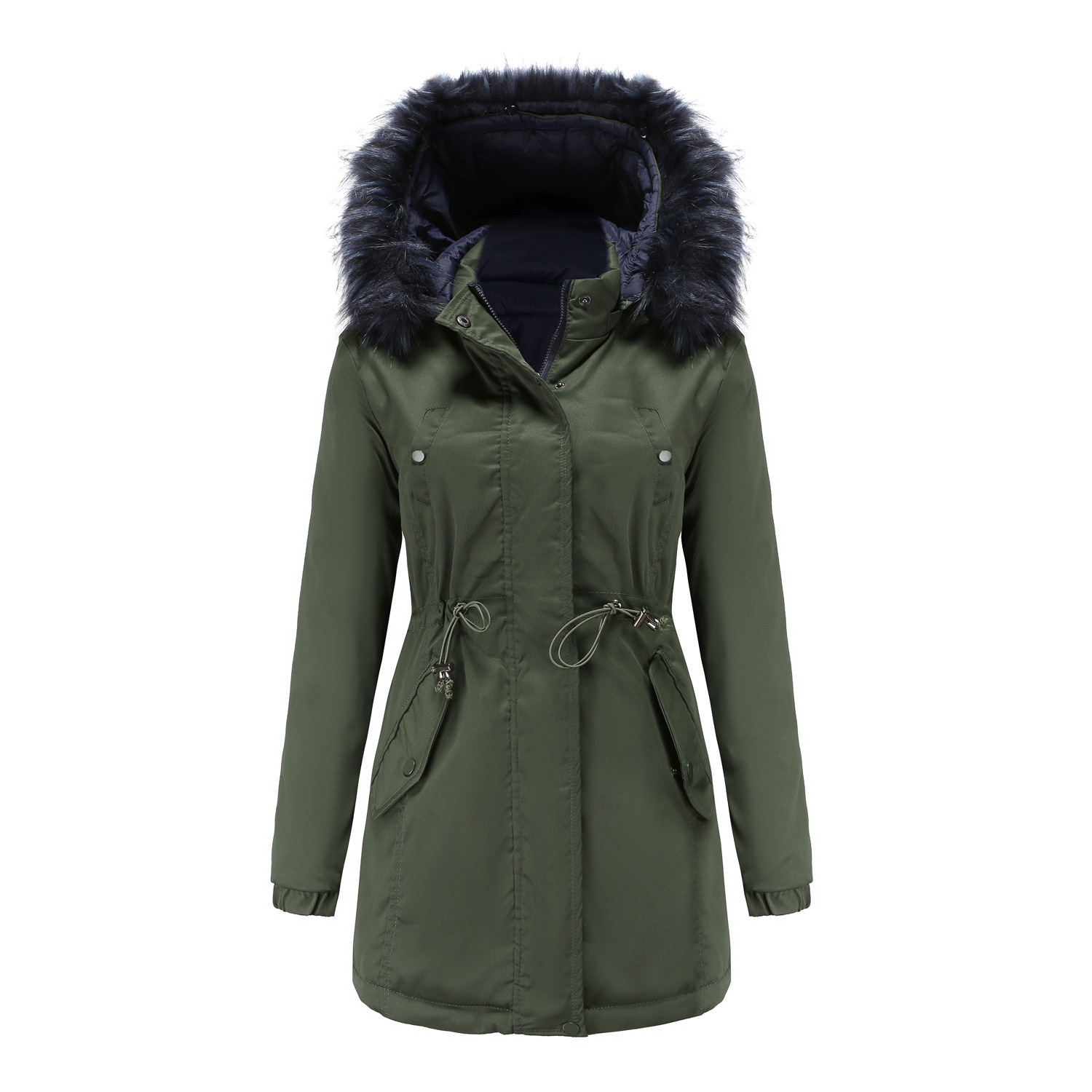 Damen Herbst und Winter warme Mode Baumwolle gefütterte Kleidung Damen Kleid_voghion.com