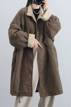 加肥加大中长款休闲棉服外套女冬季加厚保暖风衣大码宽松显瘦棉袄