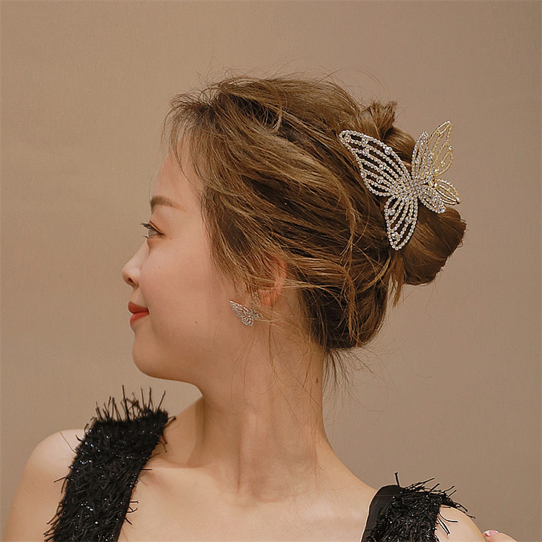 Women's Fashion Sweet Butterfly Alloy Headwear Plating Artificial Rhinestones Artificial Pearl Hair Claws display picture 3