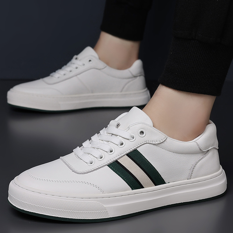 [Cuero de vaca de cabeza] cuero transpirable, zapatos deportivos casuales de suela suave de moda, huecos y cómodos