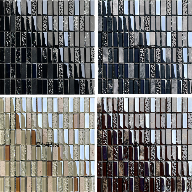 Long Strip Crystal Glass Mosaic Bathroom Kitchen Living Room Entrance Toilet Swimming Pool Bathroom Balcony Building Materials Brick