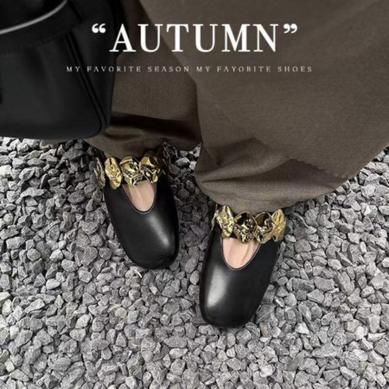 4cm European and American Style Designer 2026 Genuine Leather Square-Toe Slip-On Versatile Low-Heel Fashion Shoes
