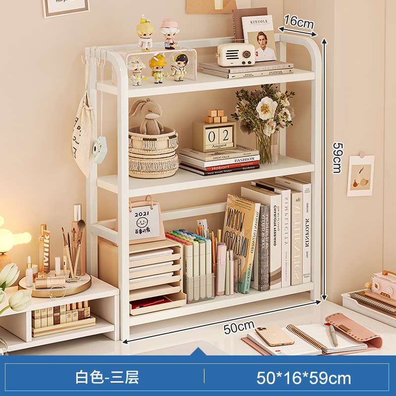 Estante de escritorio de escritorio de almacenamiento de estantes de escritorio de escritorio de oficina dormitorio de estudiantes libros cosméticos hierro forjado acabado estante