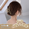 Big metal hairgrip from pearl, crab pin, retro shark, hair accessory, South Korea, French retro style, Chanel style