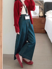 阔腿裤女2025新款小个子梨型身材显瘦裤子薄款胖mm垂感直筒牛仔裤