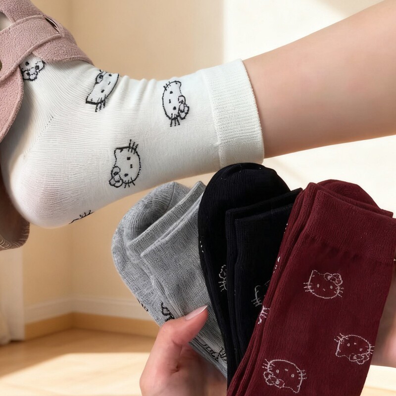 Korean-Style New Early Autumn Cartoon Kitty Youthful Cute and Fun Girly Socks, Trendy Mid-Calf Socks with an Instagram-Worthy Light Luxury Vibe Korean-Style New Early Autumn Cartoon Kitty Youthful Cute and Fun Girly Socks, Trendy Mid-Calf Socks with an Instagram-Worthy Light Luxury Vibe