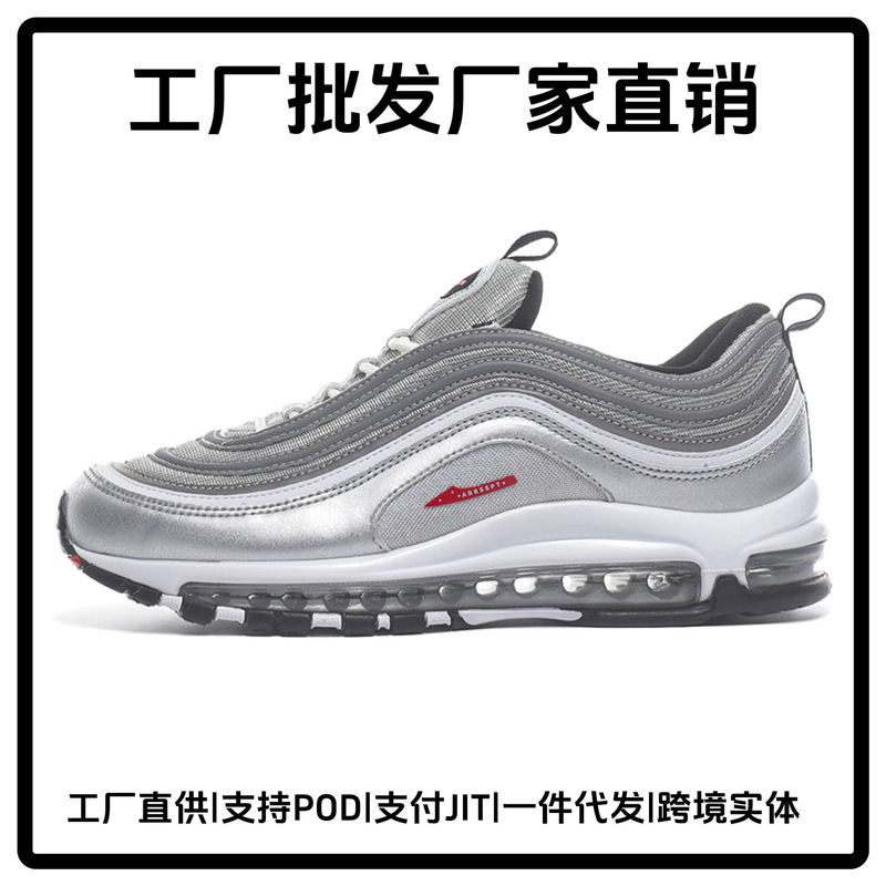 Putian Cross-Border Tn Men's Shoes Max97 Bullet Full-Length Air-Cushion Sports Shoes Women's Pure White Sneakers Retro Casual