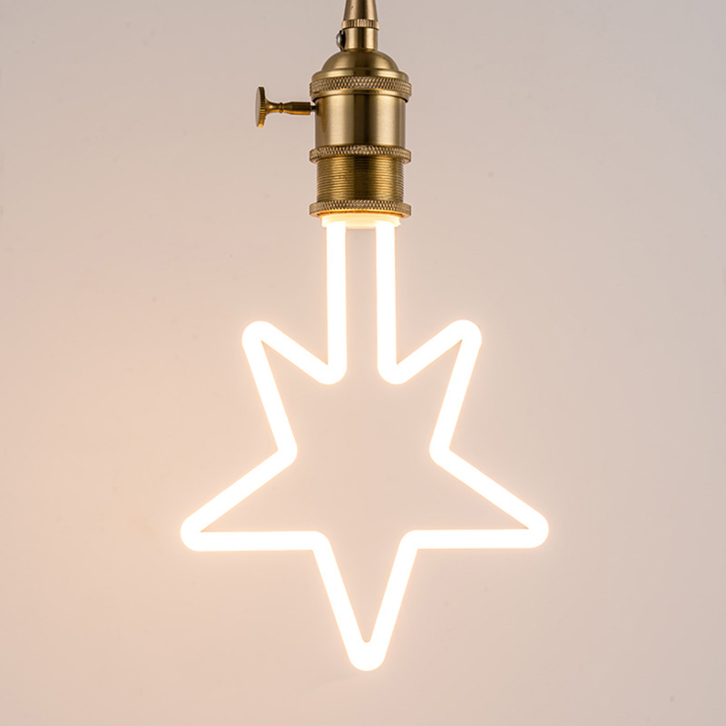 [Luz de línea de estrella grande de cinco puntas] Bar Restaurante Navidad Año Nuevo decoración de vacaciones LED bombilla de luz de línea de plástico