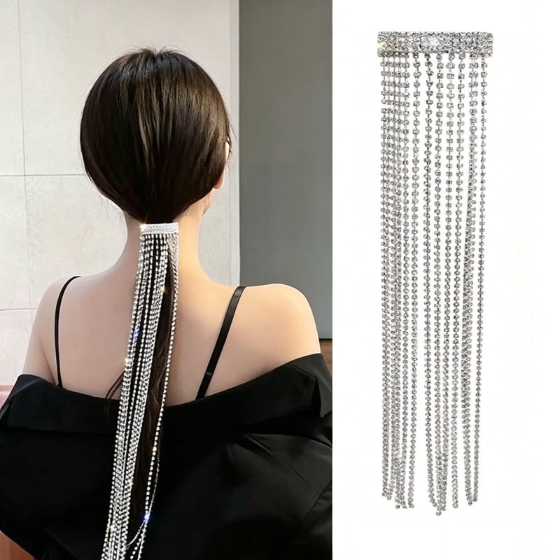 Cadena de cabello trenzado de diamantes de imitación de aleación de color transfronterizo, cadena de trenzas sucias para mujer, borla, cadena de cabello sucia para mujer, banda para el cabello, diadema al por mayor