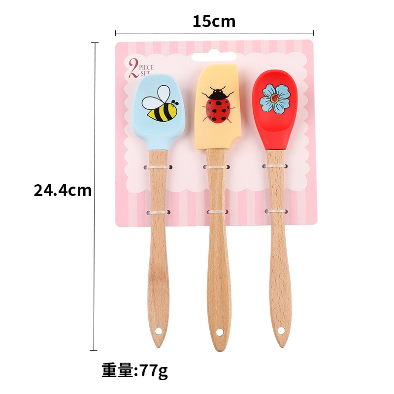 现货硅胶刮刀烘焙套装迷你勺子蛋糕奶油抹刀刮刀烘焙工具三件套