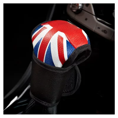 Comfortable Anti-Abrasion Protective Cover — Seat belt shoulder pad - leather-red-blue-union-jack-flag-thin-gear-shift-cover-1-piece