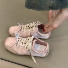 牛革版 ~ フランス式少女蝶結び徳訓靴女性ストラップバレエ風レジャー運動靴百合阿甘靴