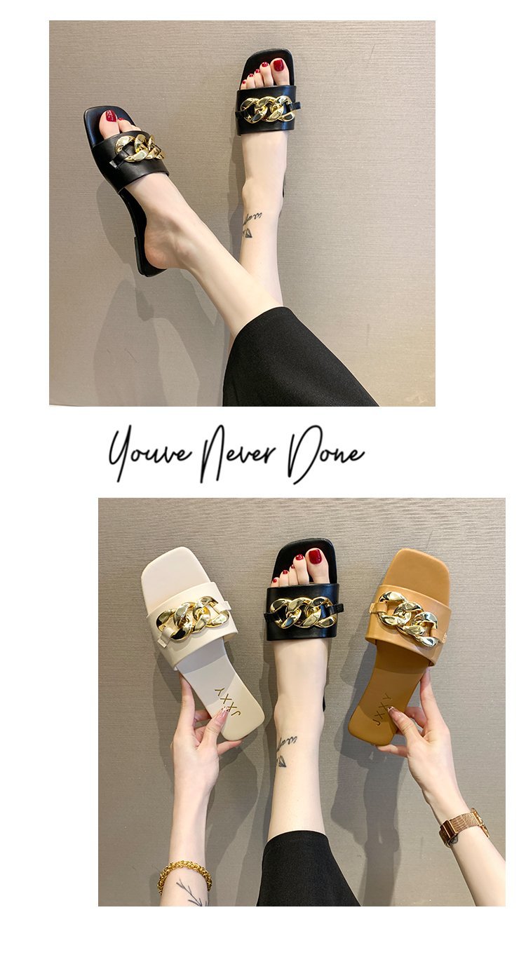 2023 Summer New Women's Slippers Square Toe Flip-flops Flat Bottom Soft bottom large size 42 foreign trade foreign wear women's slippers_voghion.com