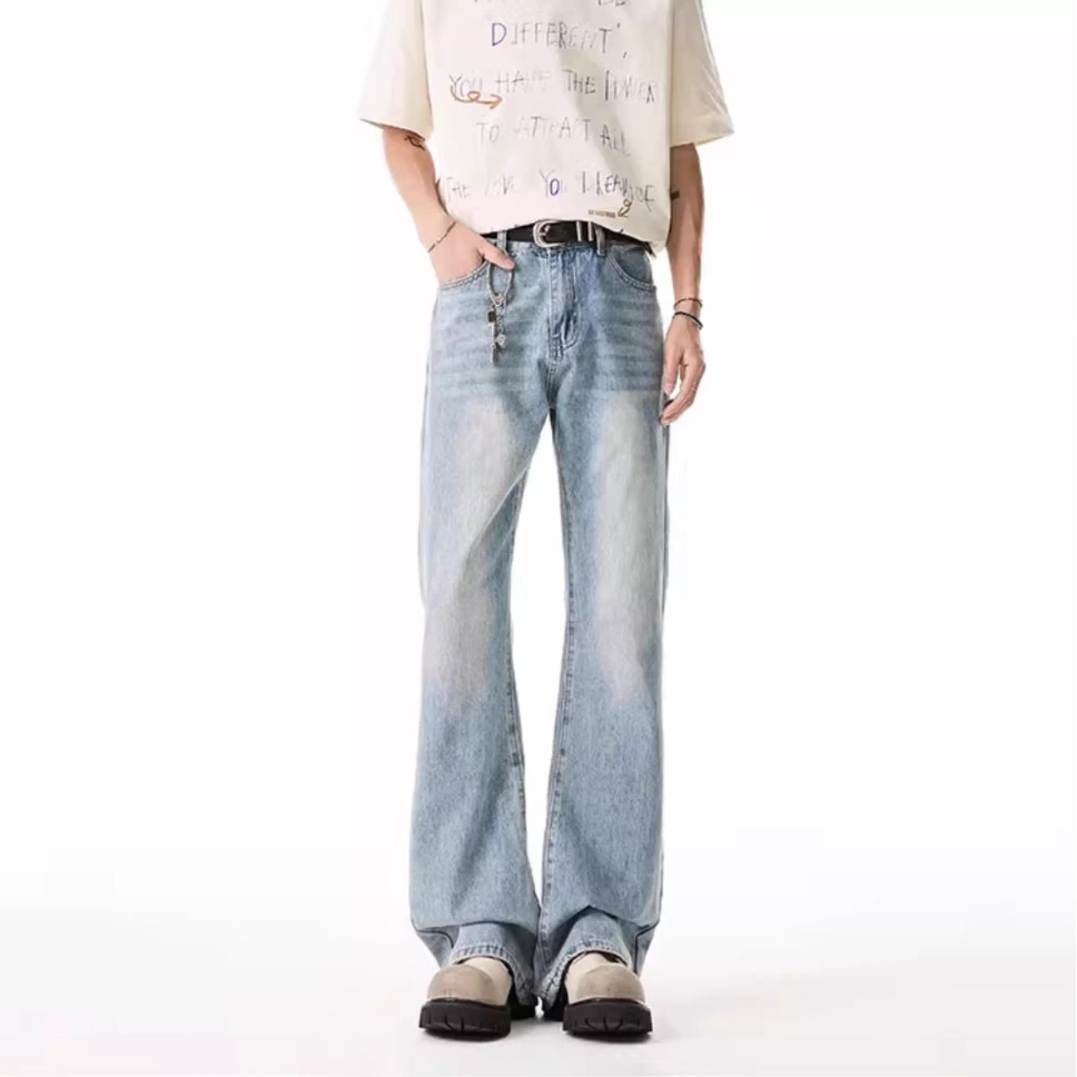 Jeans Rectos Retro para Hombre de Algodón Corte Recto para Primavera y Otoño
