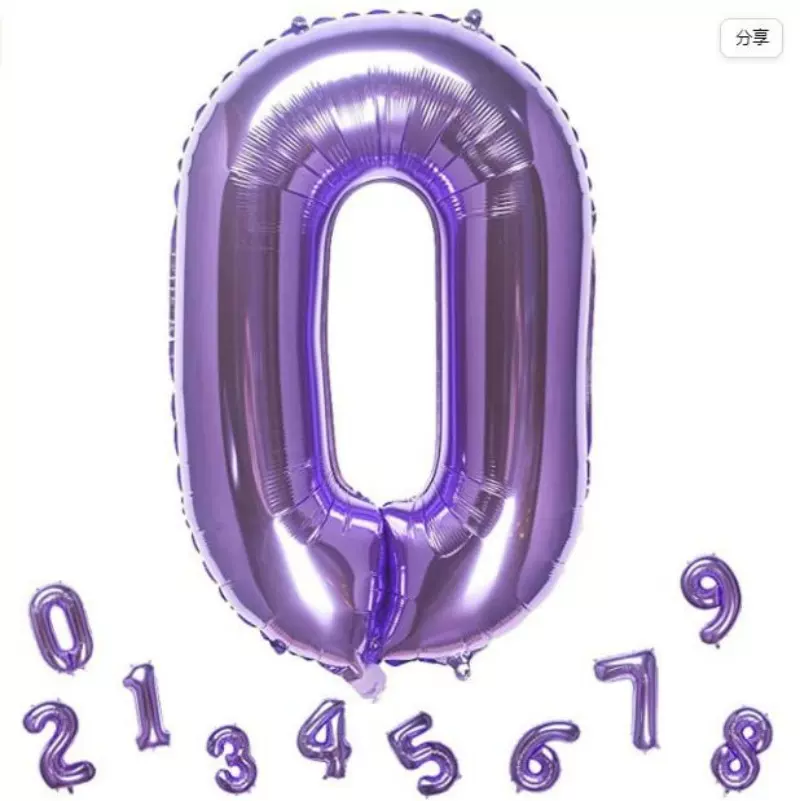 铝膜气球32寸数字紫色美版瘦体网红生日派对拍照道具宝宝周岁布置
