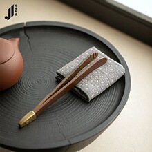实木茶夹子兰花铜头茶夹防烫木制杯夹子铜饰配件茶道配件喝茶工具