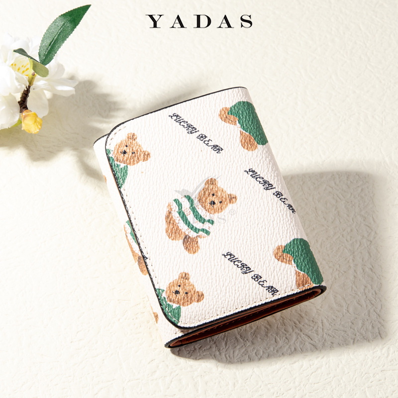 Yadas nueva cartera de las mujeres pu americano retro tríptico pequeño niños corto clip monedero al por mayor