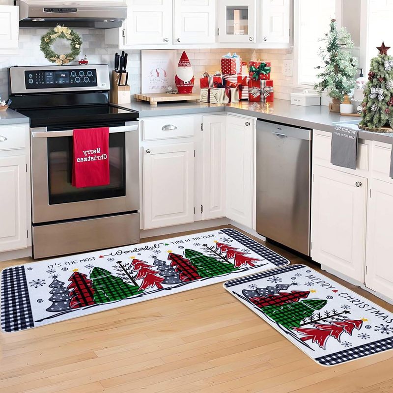 クロスボーダー TEMU Amazon クリスマス フロアマット セット ホーム キッチン 滑り止め、耐摩耗性、お手入れが簡単なフロアマットは、代理店として発送できます|undefined